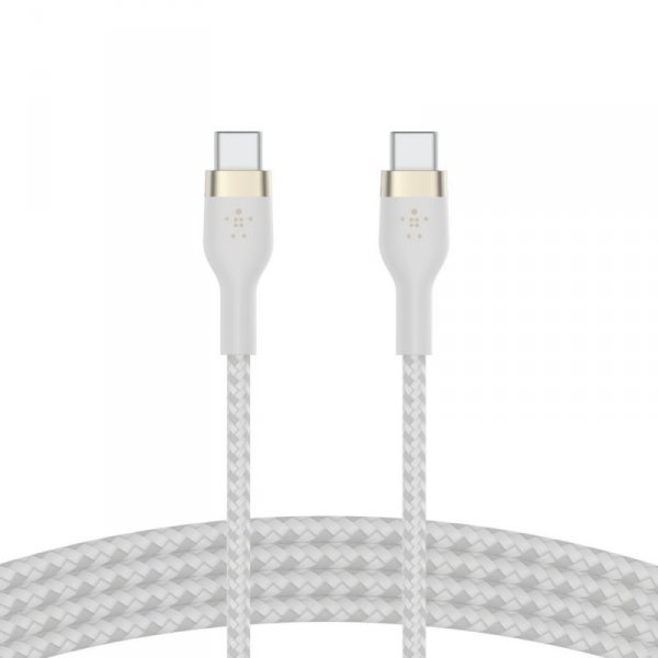 Belkin Kabel BoostCharge USB-C/USB-C silikonowy w oplocie 3m, biały