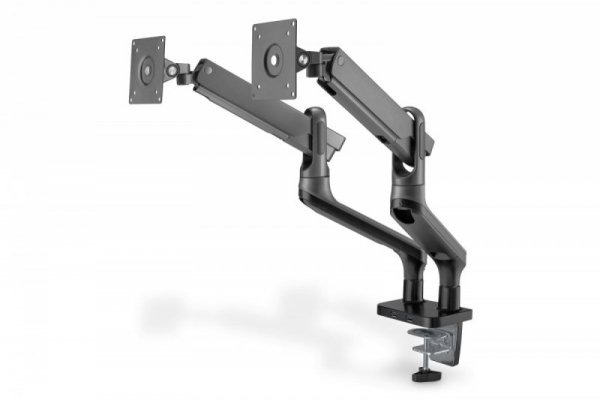 Digitus Uchwyt biurkowy podwójny z zaciskiem sprężyną gazową 2xUSB 2xLCD 17-32&quot;, max. 2x 9 kg