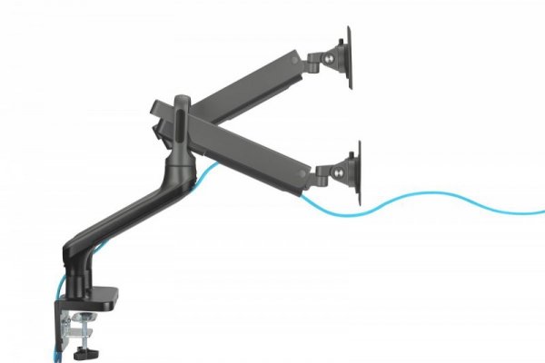 Digitus Uchwyt biurkowy podwójny z zaciskiem sprężyną gazową 2xUSB 2xLCD 17-32&quot;, max. 2x 9 kg