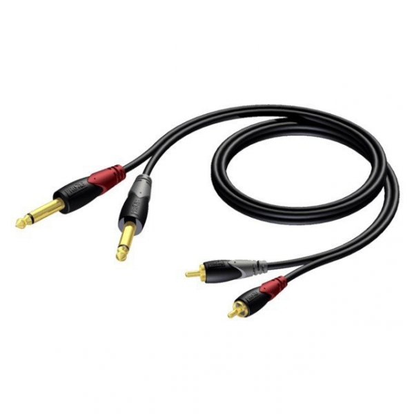 PROCAB Kabel 2x RCA/Cinch Męski - 2x 6,3 mm Złącze męskie mono 3m - CLA631/3