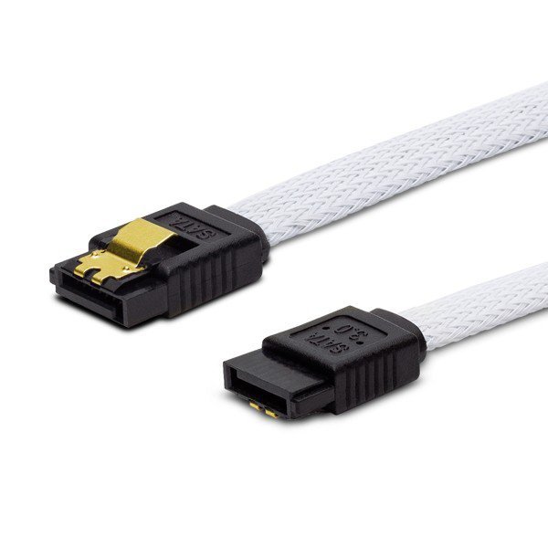 Savio Kabel SATA III 30cm, oplot biały, prosty, złote zatrzaski, GAK-01