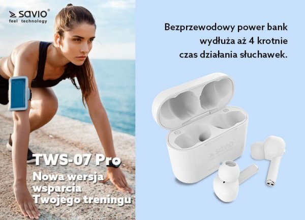 Savio Słuchawki Bluetooth z mikrofonem, TWS-07