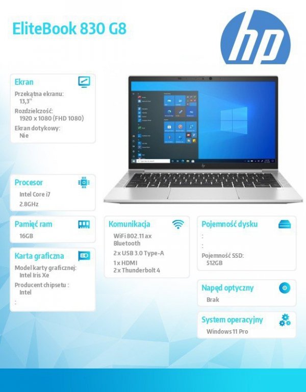 HP Inc. Notebook EliteBook 830 G8 i7-1165G7 512/16/W11P/13.3 5P671EA