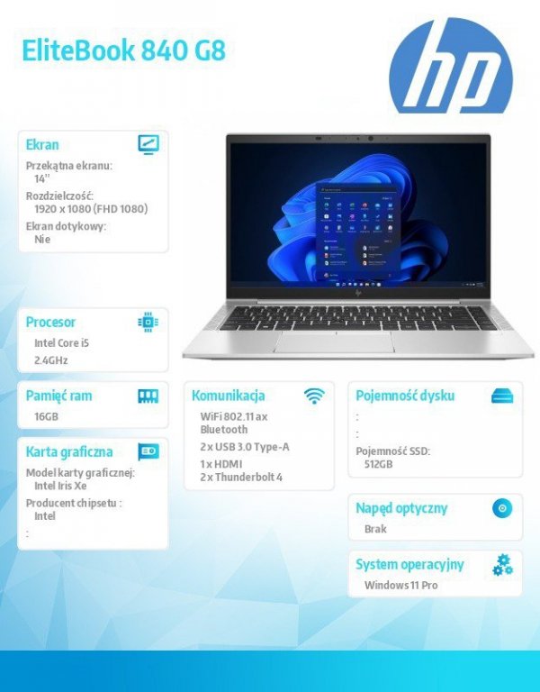 HP Inc. Notebook EliteBook 840 G8 i5-1135G7 512GB/16GB/14.0       5P6H9EA