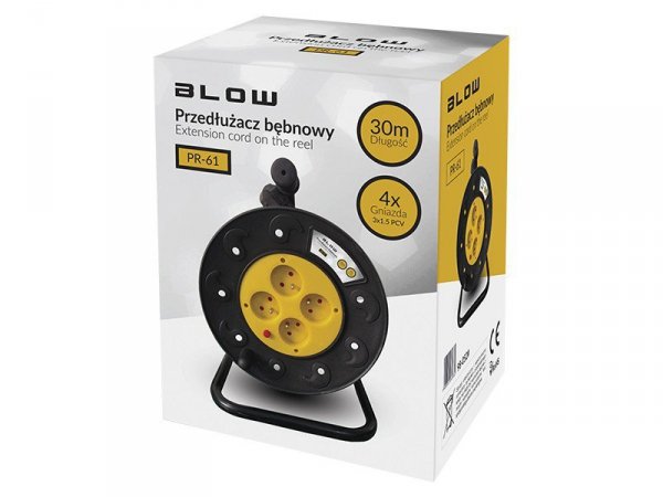 BLOW Przedłużacz PR-61 30m 4Gu 3x1,5 PCV bęben