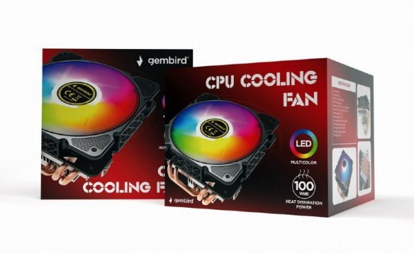 Gembird Chłodzenie CPU Huracan 12cm 100W 4-pin multicolor LED
