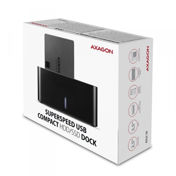 AXAGON ADSA-SN Stacja dokująca, USB 3.2 Gen 1 - 1x SATA 6G 2.5&quot;/3.5&quot; SSD/HDD