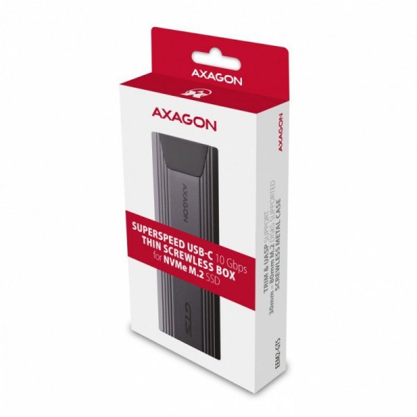 AXAGON EEM2-GTS Obudowa zewnętrzna aluminiowa bezśrubowa, USB-C 3.2 GEN 2 M.2 NVMe SSD