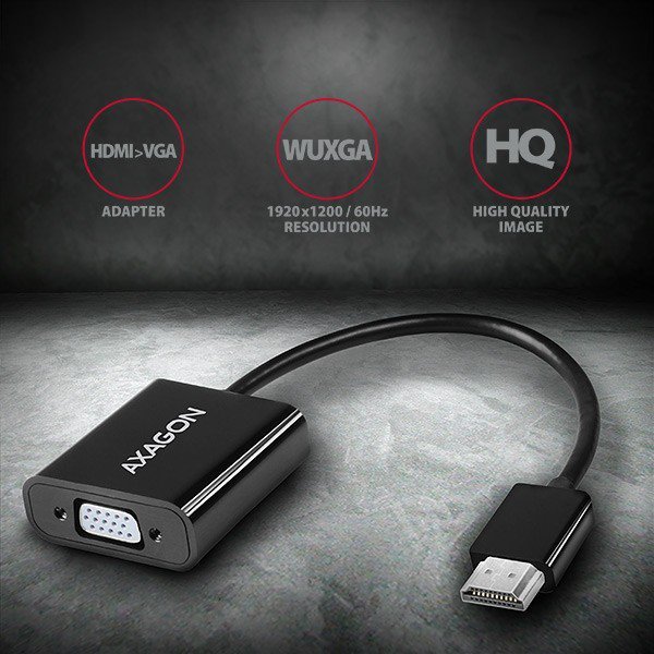 AXAGON RVH-VGAN Adapter aktywny HDMI -&gt; VGA FullHD, wyjście audio, micro USB złącze zasilania
