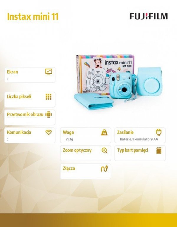 Fujifilm Zestaw Instax mini 11 (aparat, album, pokrowiec) niebieski