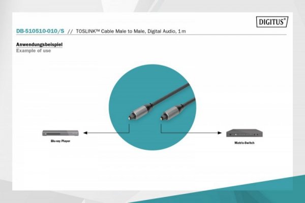 Digitus Kabel audio optyczny Toslink 2.2mm/Toslink 2.2mm M/M aluminium, 1m