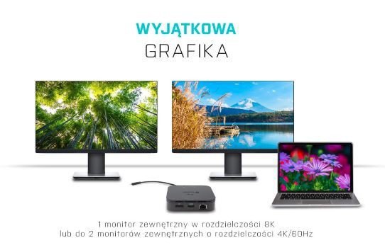 i-tec Stacja dokująca Thunderbolt 3 Travel Dock Dual 4K Display Power Delivery  60W + i-tec Universal Charger 77 W