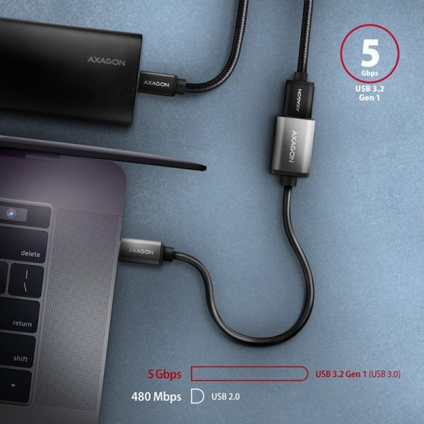 AXAGON RUCM-AFAC Kabel adapter USB 3.2 Gen 1 Type-C samiec -&gt; Type-A żeńska, 0,2m, 3A, ALU