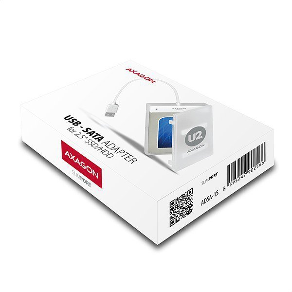 AXAGON ADSA-1S Adapter USB 2.0 SATA do szybkiego przyłączenia 2.5&quot; SSD/HDD Z pudełkiem
