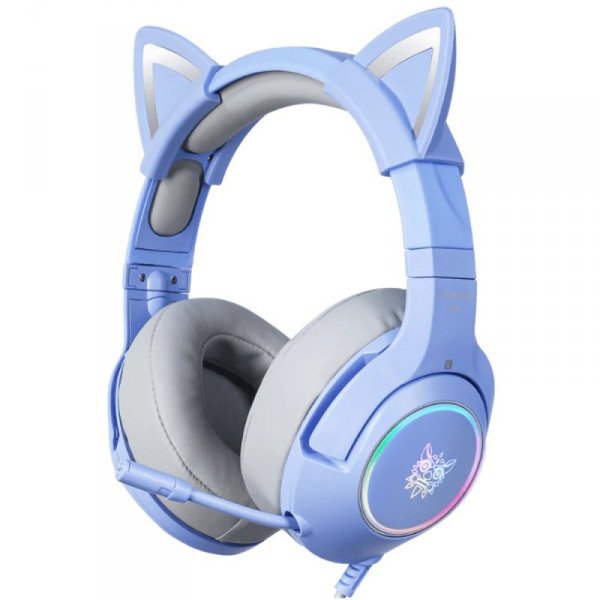 Onikuma Słuchawki gamingowe K9 RGB kocie uszka USB niebieskie (przewodowe)