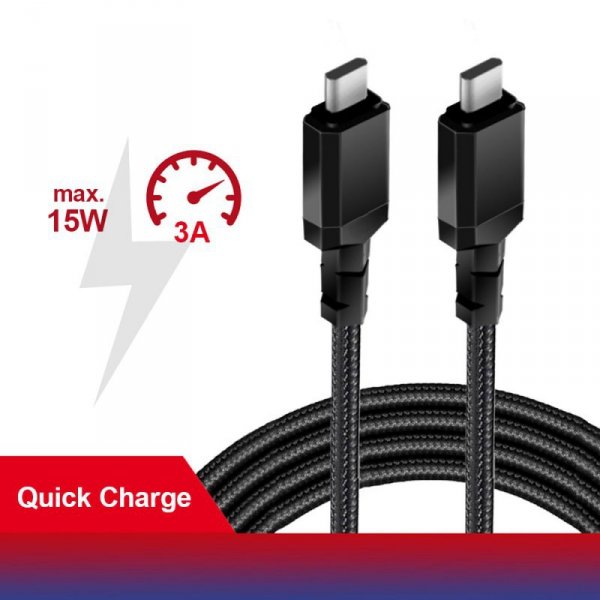 Maclean Kabel 2x USB-C 15W 2m wspierający QC 3.0 MCE494 Czarny