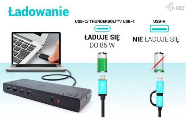 i-tec Stacja dokująca USB 3.0 / USB-C / Thunderbolt 2x HDMI + Power Delivery 100W