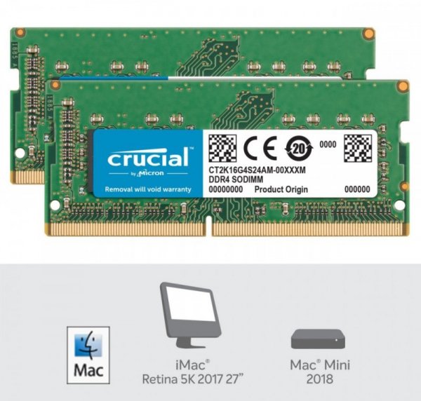 Crucial Pamięć DDR4 SODIMM do Apple Mac 32GB(2*16GB)/2400 CL17 (8bit)