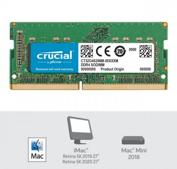Crucial Pamięć DDR4 SODIMM do Apple Mac 32GB(1*32GB)/2666 CL19 (16bit)