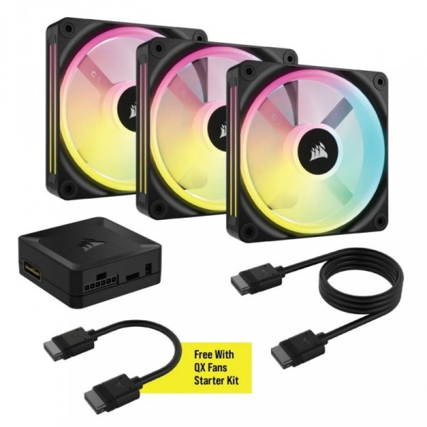 Corsair Wentylator QX120 RGB iCUE LINK magnetic, 3pak czarny