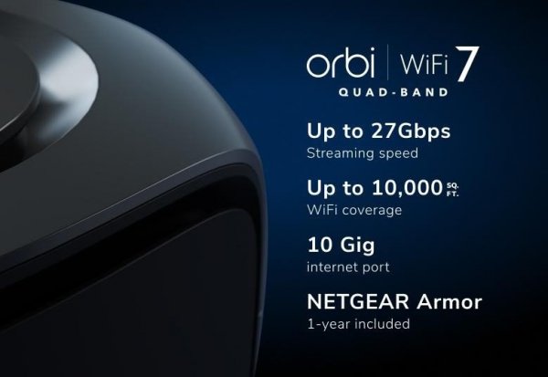 Netgear Router RBE973SB System WiFi 7 Orbi 3-pk Black