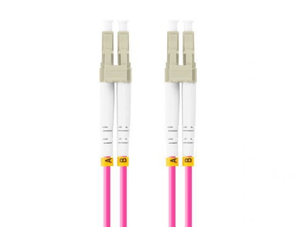 Lanberg Patchcord światłowodowy mm lc/upc-lc/upc duplex 3.0mm om4 50/125 3m fioletowy