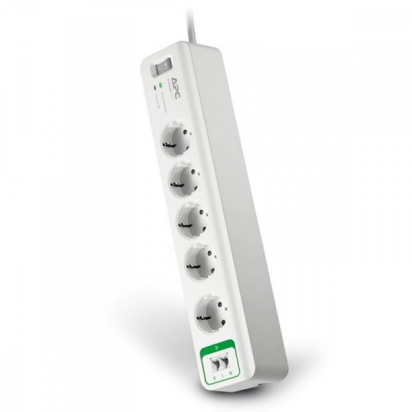 APC Listwa zasilająca Essential SurgeArrest, 5 gniazd typu Schuko, z ochroną linii telefonicznej, 230V Niemcy