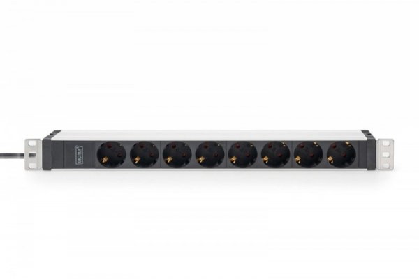 Digitus Listwa zasilająca PDU 19&quot; Rack, 8x gniazdo ze stykami ochronnymi unischuko 16A/230V, 1x wtyczka IEC C20, 16A, przew