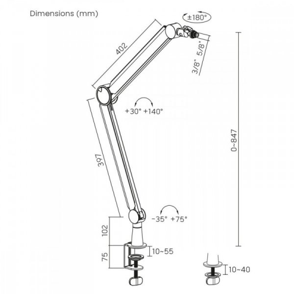 Maclean Uchwyt mikrofonu 3/8&#039; i 5/8&#039; NanoRS, RS421 1kg max