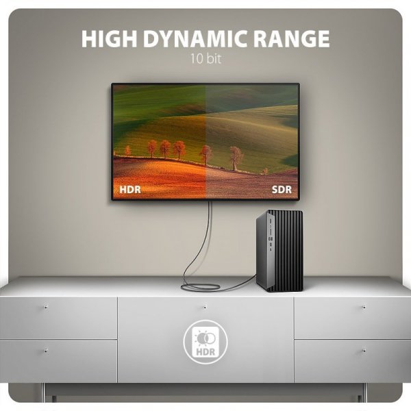 AXAGON RVD-HI20C2 Adapter aktywny DisplayPort -&gt; HDMI 1.4, 4K/60Hz, kabel 1,8m