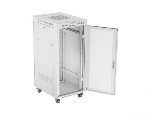 Lanberg Szafa instalacyjna rack stojąca 19 cali 27U 600x800 drzwi perforowane LCD szara (Flat pack)