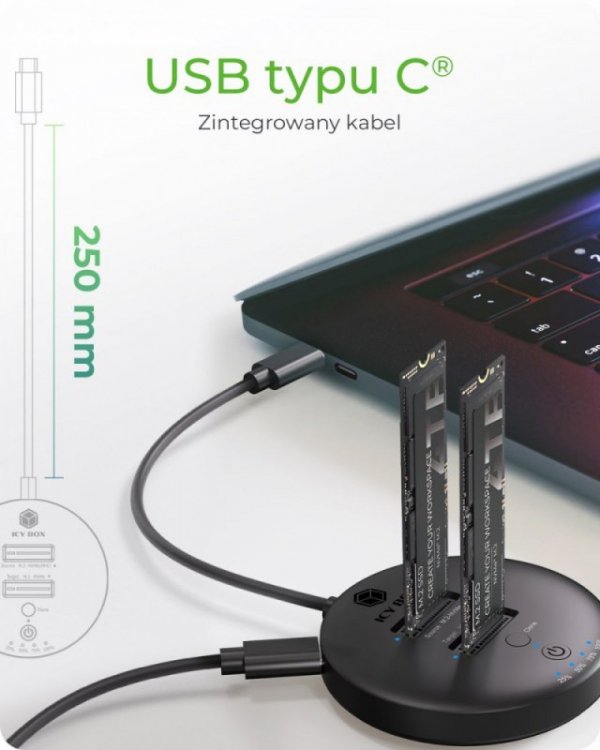 IcyBox Stacja klonująca+dockująca dla 2xNVMe M.2SSD IB-1612MCL-C31