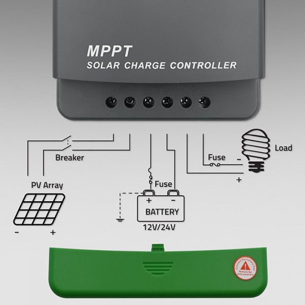 Qoltec Solarny regulator ładowania MPPT z czujnikiem temperatury 30A |  12V/24V | LCD | 2xUSB | Bluetooth | APP | GEL | LiFePO4