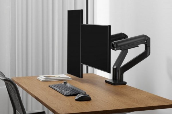 Digitus Uchwyt biurkowy podwójny z zaciskiem i sprężyną mechaniczną 2x LCD max. 45&quot; 2x 20kg, VESA: 75x75, 100x100