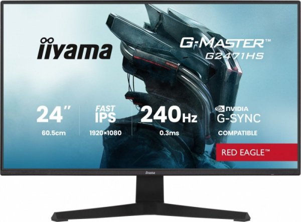 IIYAMA Monitor 23,8 cala G2471HS-B1 Fast IPS,FHD,240Hz,2xHDMI,DP, 350cd,     Adaptive G-SYNC - 1920 x 1080 @48-240Hz  DisplayPor