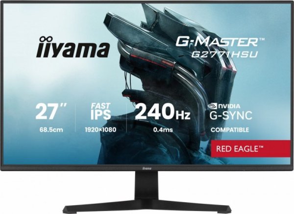 IIYAMA Monitor 27 cali G2771HSU-B1 0.4ms,Fast IPS,1xUSB 3.2, 1xUSB C,      240Hz, DP, 2xHDMI,  Adaptive G-SYNC - 1920 x 1080 @48