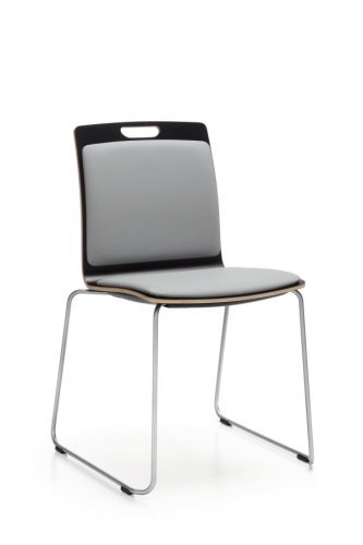 com krzesło konferencyjne na płozie sklejkowe bez podłokietników tapicerowana nakładka na siedzisko i oparcie sala konferencyjna poczekalnia 
