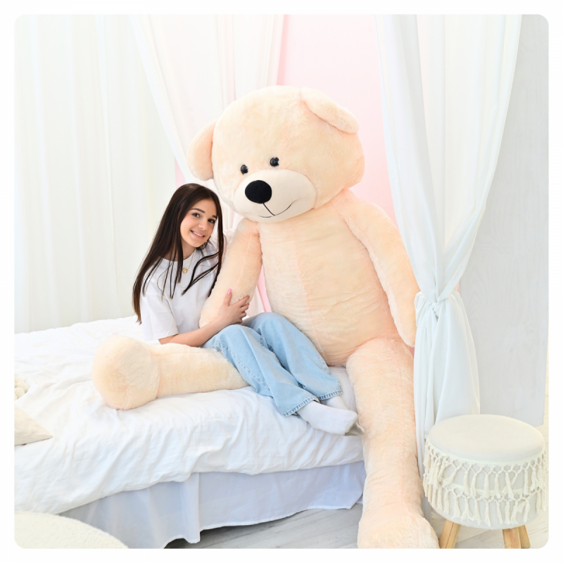 DUŻY MIŚ PLUSZOWY 220cm PLUSZAK MASKOTKA GIGANT - JASNY BEŻ