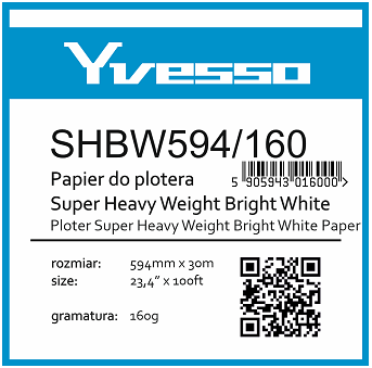 Papier w roli do plotera Yvesso Super Heavyweight Brightwhite 594X30m 160g SHBW594^160