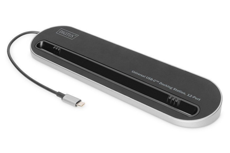 Digitus Stacja dokująca USB Typ C 12 portów Dual Monitor 4K 30Hz PD 3.0 RJ45 SD VGA HQ Aluminiowa