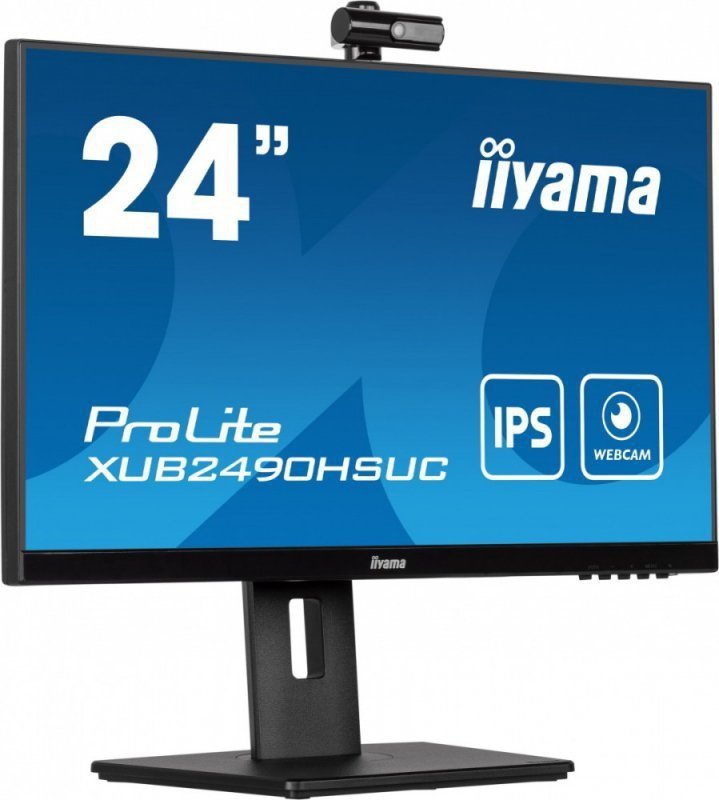 IIYAMA Monitor 23.8 cala XUB2490HSUC-B5 IPS,FHD,CAM,MIC,HDMI,DP,HAS(150mm)