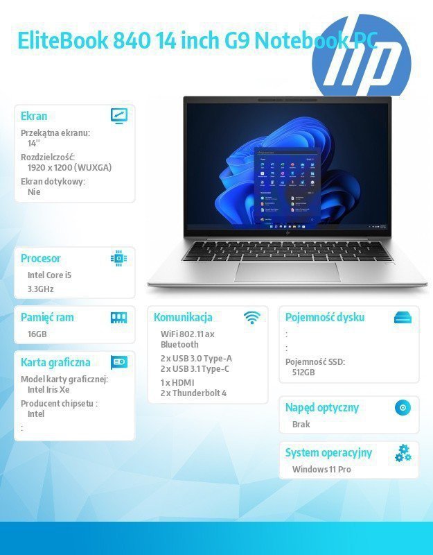 HP Inc. Notebook IE 840 G9 i5-1235U 512^16G^14 7X9C7AA