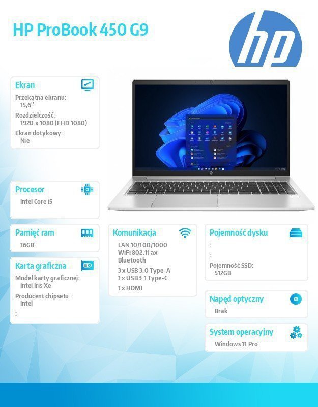 HP Inc. Notebook ProBook 450 G9 i5-1235U^512GB^16GB^W11P^15.6 8A5L6EA