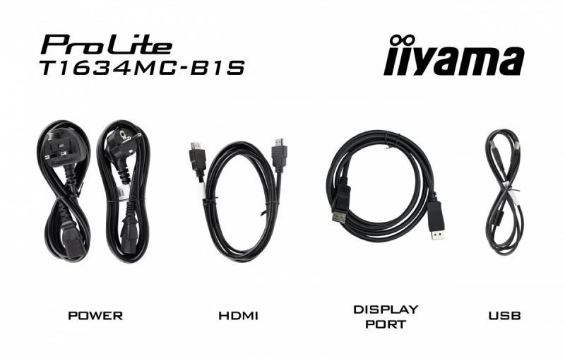 IIYAMA Monitor 15.6 cala T1634MC-B1S IPS,poj.10pkt.450cd,IP65,7H,VGA,HDMI,DP
