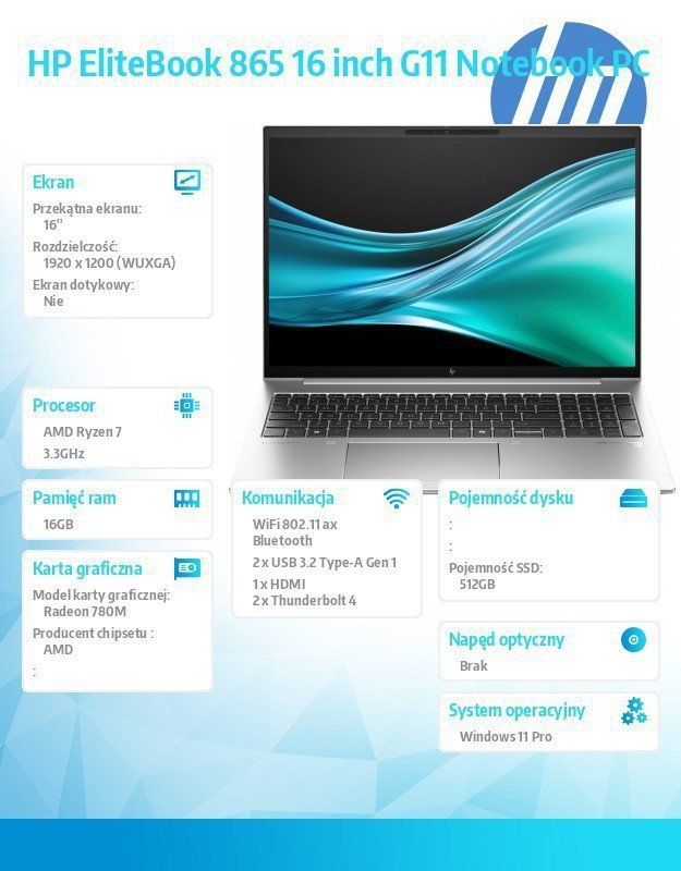 HP Inc. Notebook EliteBook 865 G11 Ryzen 7 8840U 512GB^16GB^W11P^16.0 9G0Z2ET