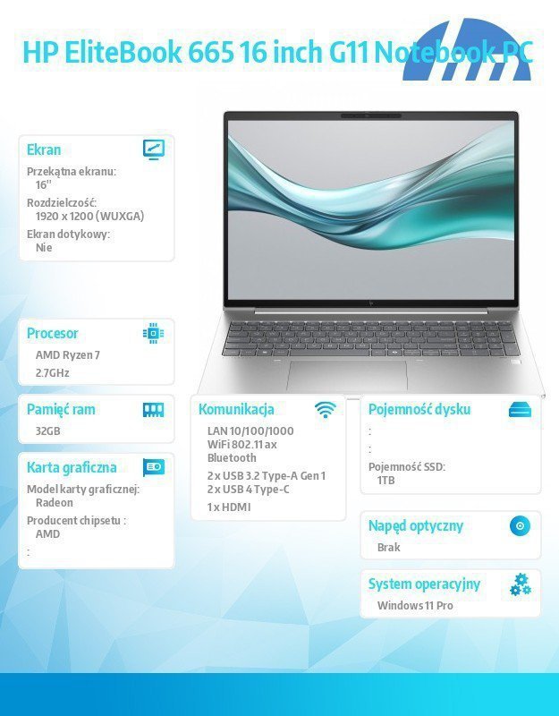 HP Inc. Notebook EliteBook 665 G11 Ryzen R7 PRO 8C 1TB^32GB^W11Pro^16.0 A38DGET