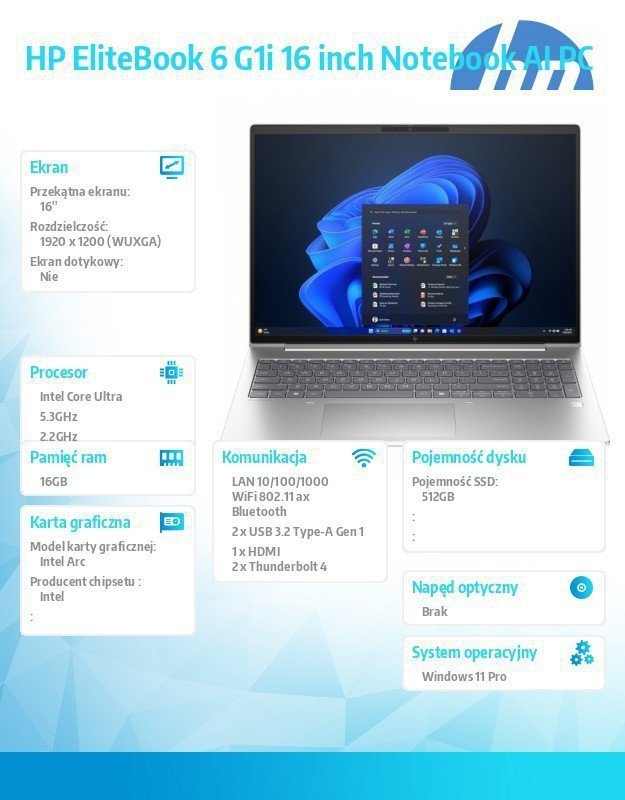 HP Inc. Laptop EliteBook 6 G1i U7-265H 512GB^16GB^W11P^16 cali  C51N8ET