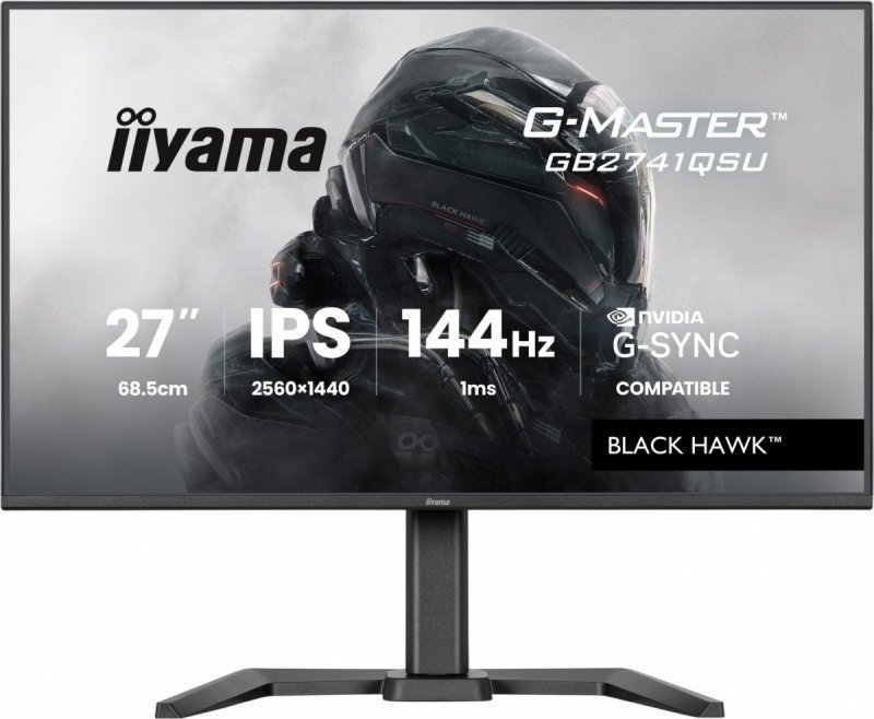 IIYAMA Monitor 27 cali GB2741QSU-B1 IPS,QHD,144Hz,1ms,2xUSB,                Adaptive G-SYNC,HDMI,DP,350cd, HAS (150) PIVOT