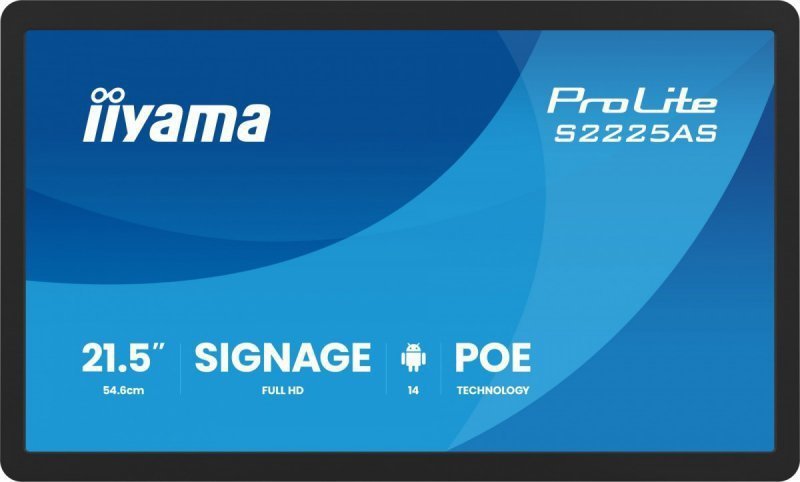 IIYAMA Monitor 21.5 cala ProLite S2225AS-B1 IPS,FHD,A14,24^7,RJ45,500cd2, USB-C,2x5W,iiSignage, WI-FI