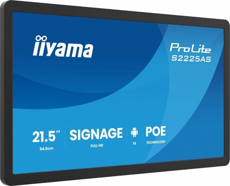 IIYAMA Monitor 21.5 cala ProLite S2225AS-B1 IPS,FHD,A14,24^7,RJ45,500cd2, USB-C,2x5W,iiSignage, WI-FI